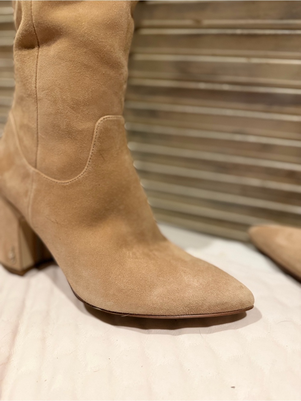 Sam Edelman Hai Suede Knee High Pointed Toe Boots in Tan 8 - Picture 5 of 5